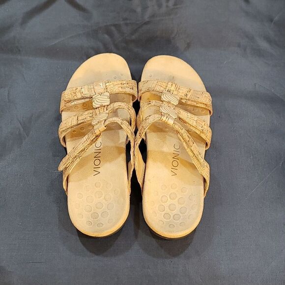 VIONIC AMBER GOLD CORK SYNTHETIC WOMEN"S SANDAL - Picture 9 of 14